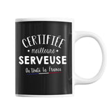 Mug Femme Serveuse Meilleure de France | Tasse Noire métier - Planetee