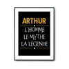 Affiche Arthur prénom mythe légende Jaune - Planetee