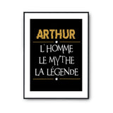 Affiche Arthur prénom mythe légende Jaune - Planetee