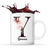 Mug Blanc Yamina Lettre Fleur - Planetee