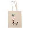 Tote Bag beige Laurette Lettre Fleur - Planetee