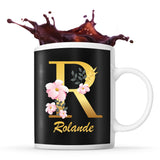 Mug noir Rolande Lettre Fleur - Planetee
