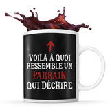 Mug noir Qui Dechire Parrain - Planetee