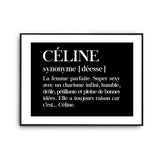 Affiche Céline Prénom définition Humour - Planetee