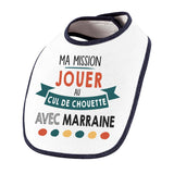 Bavoir bébé Ma mission Cul de Chouette avec Marraine - Planetee