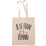 Sac Tote Bag chat sphynx je le ferai demain beige - Planetee