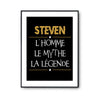 Affiche Steven prénom mythe légende Jaune - Planetee