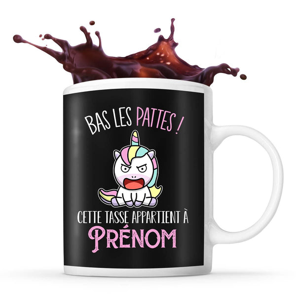 Tasse Prénom personnalisable Licorne bas les pattes - Planetee