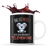 Mug Clémentine Bas les pattes Koala | Mug Prénom pour femme | Collection Animaux grognon mais mignon - Planetee