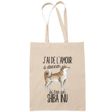 Sac Tote Bag shiba inu amour beige - Planetee