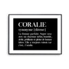 Affiche Coralie Prénom définition Humour - Planetee
