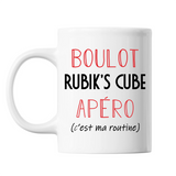 Mug Rubik's Cube C'est ma Routine Blanc - Planetee