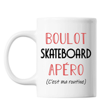 Mug Skateboard C'est ma Routine Blanc - Planetee