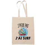 Sac Tote Bag J'peux pas Surf tyrannosaure beige - Planetee