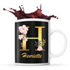 Mug noir Henriette Lettre Fleur - Planetee
