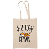 Sac Tote Bag léopard je le ferai demain beige - Planetee