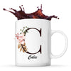 Mug Blanc Calie Lettre Fleur - Planetee