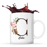 Mug Blanc Calie Lettre Fleur - Planetee