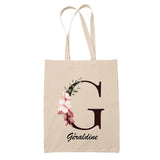Tote Bag beige Géraldine Lettre Fleur - Planetee