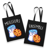 Sac Tote Bag Couple Meilleur ensemble | cookie lait - Planetee