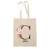 Tote Bag beige Calie Lettre Fleur - Planetee
