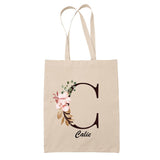 Tote Bag beige Calie Lettre Fleur - Planetee