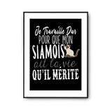 Affiche Siamois Je travaille dur - Planetee