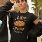 T-shirt femme J'peux pas J'ai du pain à enfourner noir - Planetee