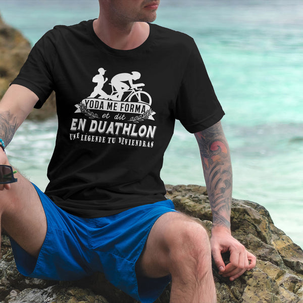 T-shirt Homme Duathlon une légende tu deviendras - Planetee