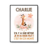 Affiche Charlie Cou Monté Girafe - Planetee