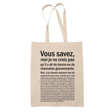 Tote Bag Gouvernante Bonne ou Mauvaise Beige - Planetee