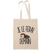 Sac Tote Bag singe casque musique je le ferai demain beige - Planetee