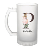 Chope de bière Priscilla Lettre Fleur - Planetee