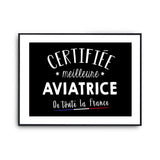 Affiche Aviatrice Femme Métier Meilleure de France - Planetee