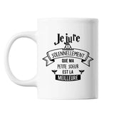 Mug Jure Solennellement Petite Soeur la Meilleure Blanc - Planetee
