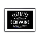 Affiche Ecrivaine Femme Métier Meilleure de France - Planetee