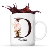 Mug Blanc Dalila Lettre Fleur - Planetee