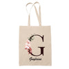 Tote Bag beige Guylaine Lettre Fleur - Planetee
