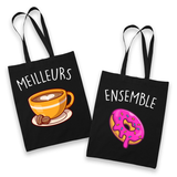 Sac Tote Bag Couple Meilleur ensemble | café donuts - Planetee