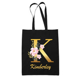 Tote Bag noir Kimberley Lettre Fleur - Planetee