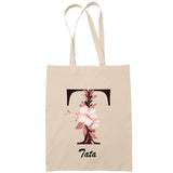 Tote Bag Beige Lettre Fleur Tata - Planetee
