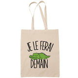 Sac Tote Bag crocodile je le ferai demain beige - Planetee