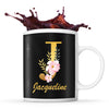 Mug noir Jacqueline Lettre Fleur - Planetee
