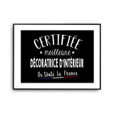 Affiche Décoratrice d'intérieur Femme Métier Meilleure de France - Planetee