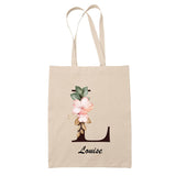 Tote Bag beige Louise Lettre Fleur - Planetee