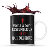 Mug noir Qui Dechire Papi - Planetee