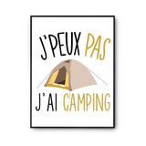 Affiche Camping j'peux pas Blanc Premium - Planetee