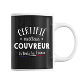 Mug Homme Couvreur Meilleur de France | Tasse Noire métier - Planetee