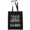 Sac Tote Bag Chartreux Je travaille dur Noir - Planetee