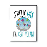 Affiche Cerf volant j'peux pas Blanc Premium - Planetee